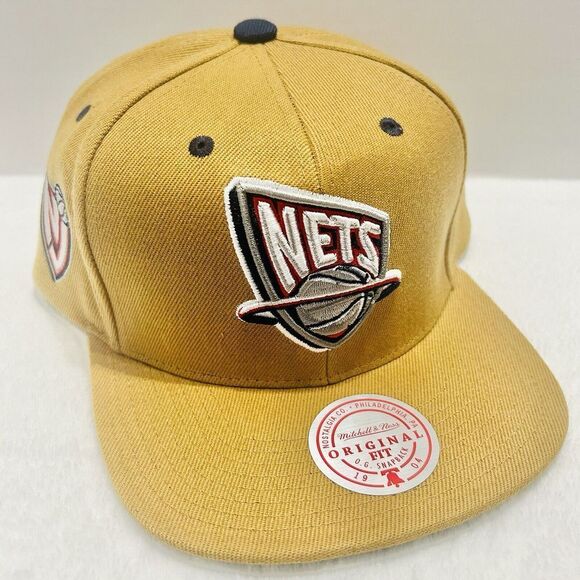 Mitchell & Ness New Jersey Nets Wheat‎ Patch Snapback Hat Cap Adjustable Brown - Picture 1 of 7